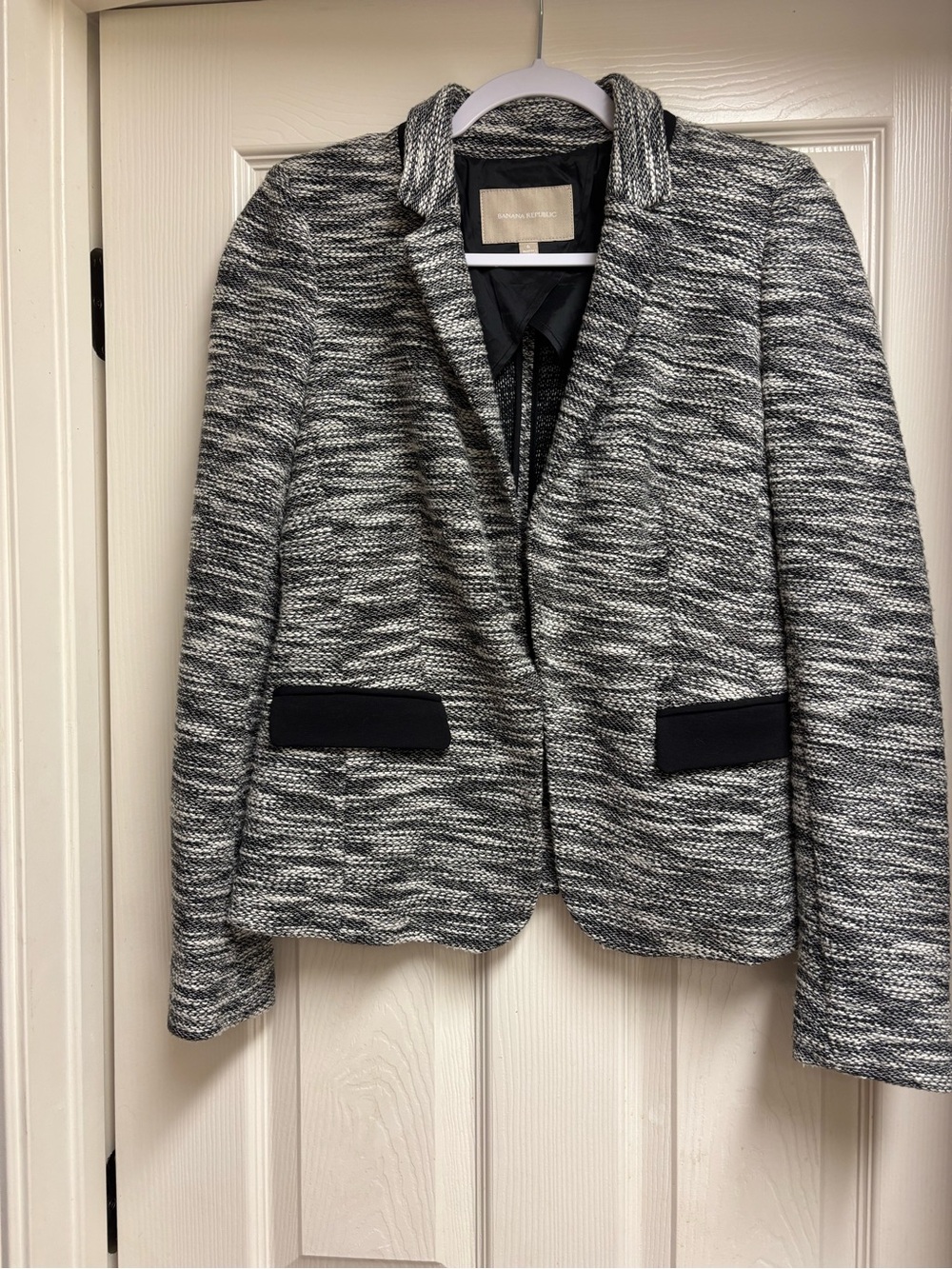 Banana Republic Black and White Marled Knit Blazer